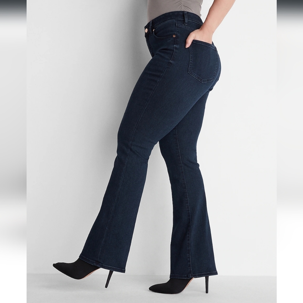 Express Curvy Mid Rise Dark Wash Bootcut Jeans
